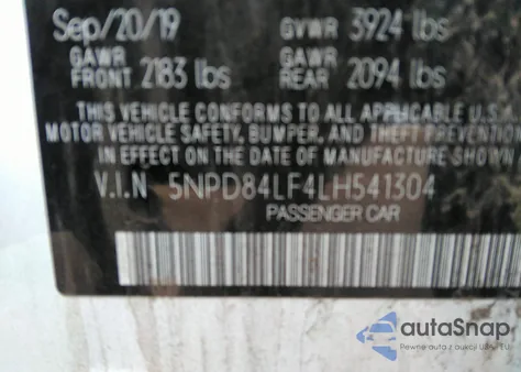 2020 Hyundai Elantra Value Edition из США, поврежденный, VIN 5NPD84LF4LH541304